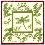 Dragon Fly Botanical design as a tile, trivet, or wall plaque. Can be used in a kitchen backsplash or bathroom tile.