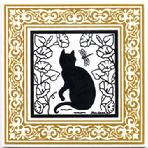 CA-10-G Garden Cat, Gold Victorian Border