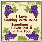 I LOVE COOKING WITH WINE WALL PLAQUE, Hand Painted