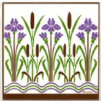 Hand Painted Art Tile with Victorian Iris 