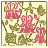 Grasset Columbine Tile. Besheer Art Tile has created a series of tiles for the Museum of Fine Arts Boston that is inspired by images from a book in their collection: Plants and their Application to Ornament, published in London in 1897 by Eugene Samuel Grasset, has unique floral designs, each one based on a specific flower. These tiles are hand made in New Hampshire. The ceramic tile, which is heat resistant, can be used as a trivet or hotplate, as well as hung for wall decor. 6" x 6", Cork backed. Wipe clean.